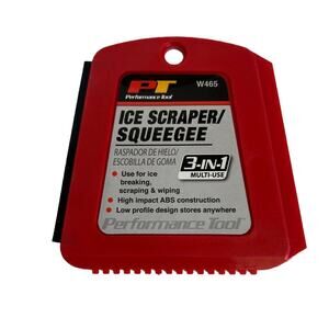 Performance Tool Ice Scraper Squeegee 3 in 1 Multi-use Red W465